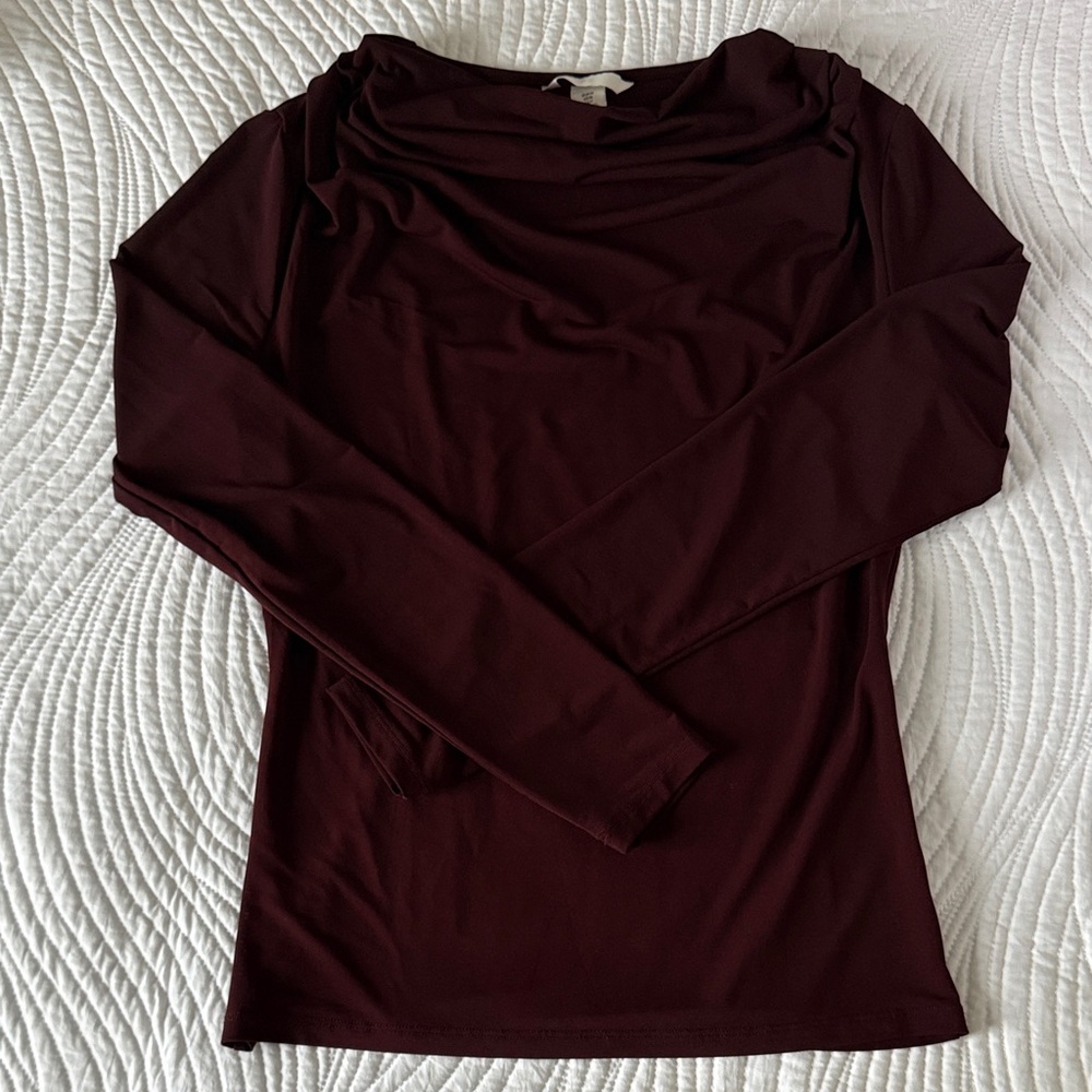 Elegant Burgundy Long Sleeve Blouse